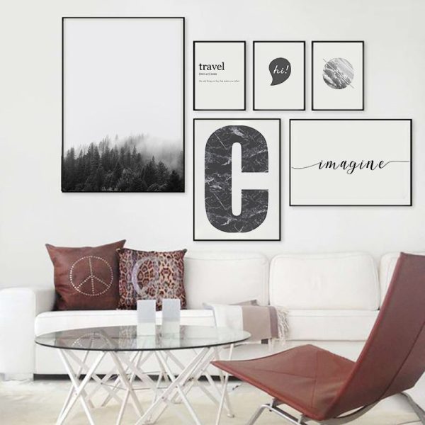 Black And White Forest Landscape Canvas Print - Image 3