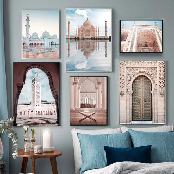 White Mosque Square Canvas Print - Image 4